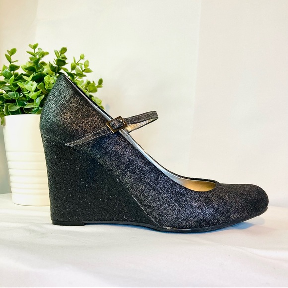 🖤Black Glitter Elegant Evening Wedge Heels (Round Toe) - "Trend Report " - Picture 10 of 15
